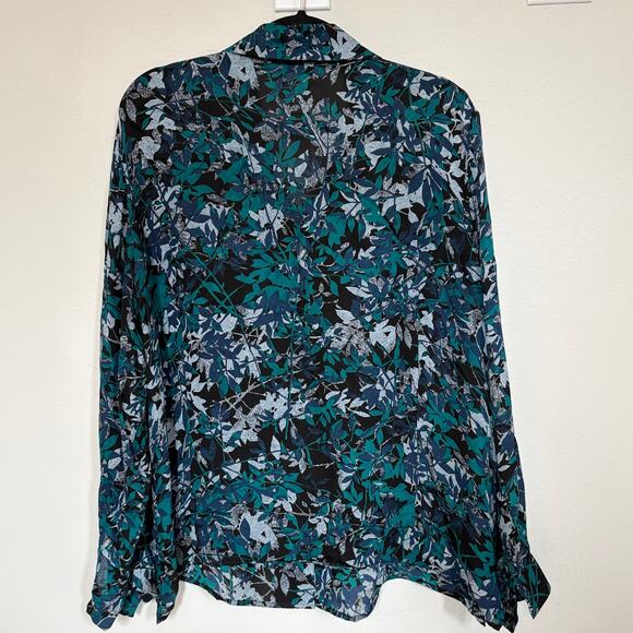Rena Rowan Womens Size 18W Button Up Shirt 100% Silk Vintage Floral Top Career - Picture 2 of 12